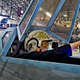 Colin Cantwell, the designer of the X-Wing, sits in a replica model at the Denver Air and Space Museum